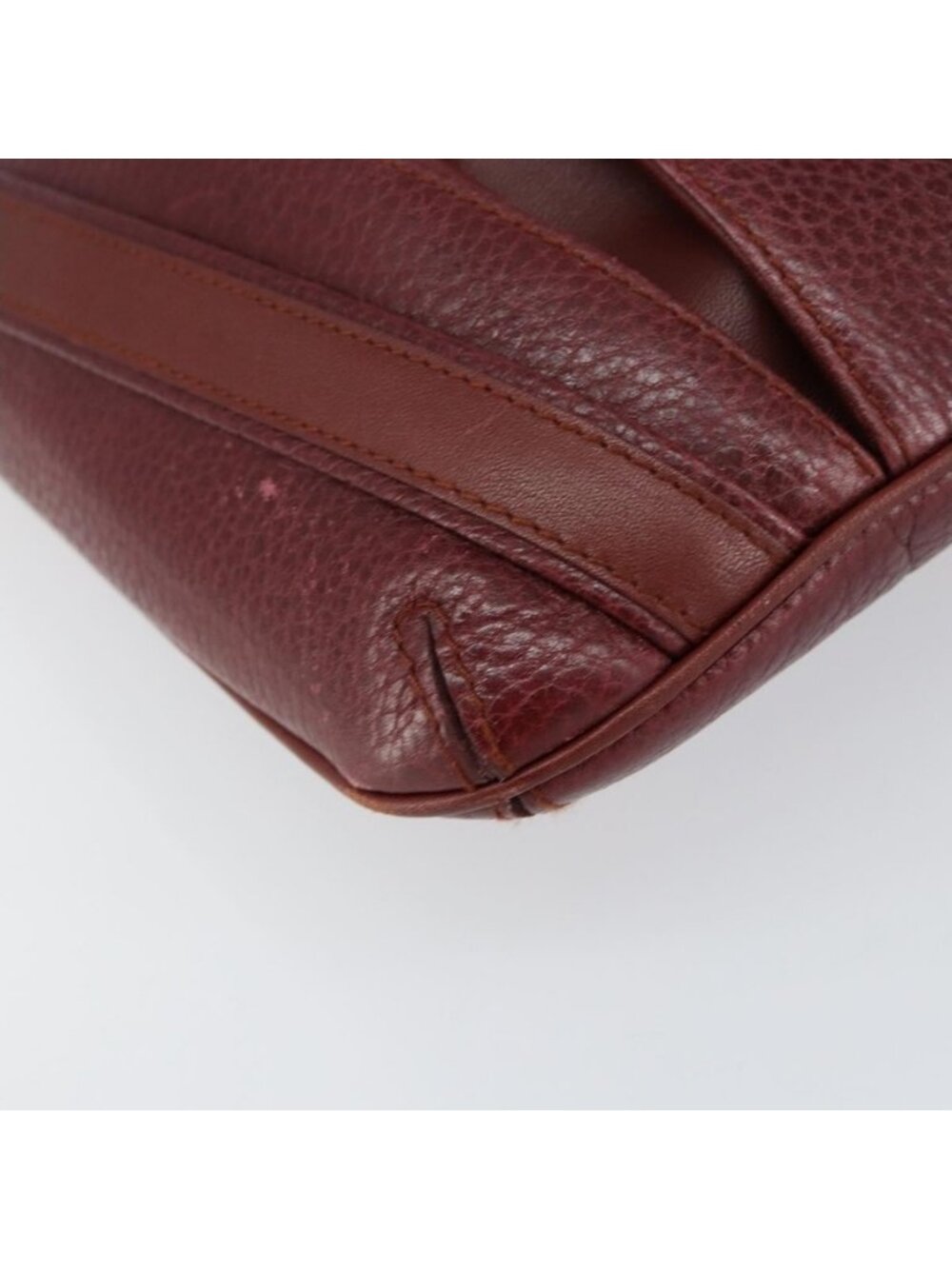 Authentic CARTIER Shoulder Bag Leather Bordeaux Gold - Picture 7 of 16